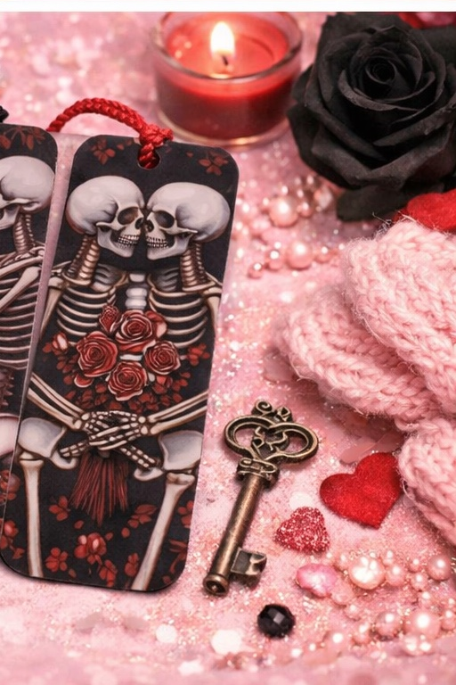Gothic Skeleton Lovers Bookmark Set with Tassel