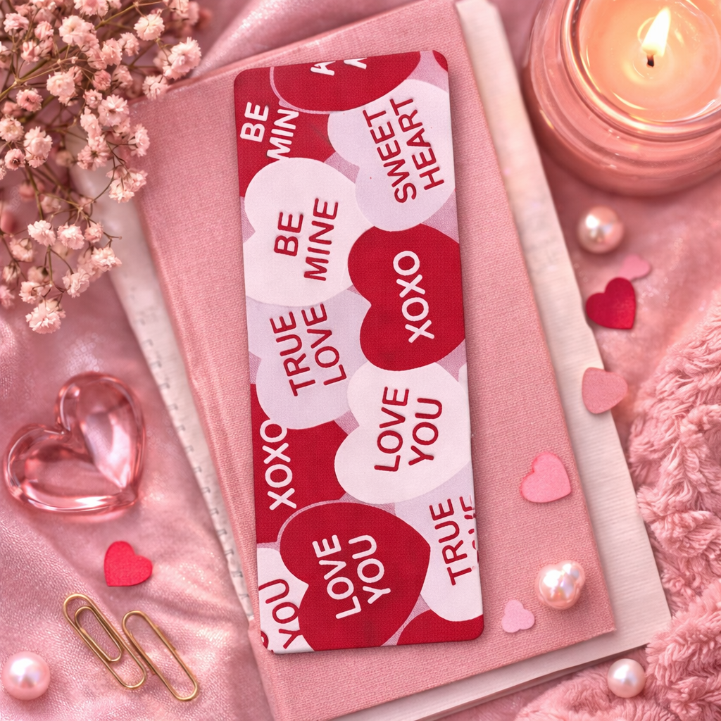 Candy Heart Love Bookmark | Valentine Conversation Hearts Bookmark