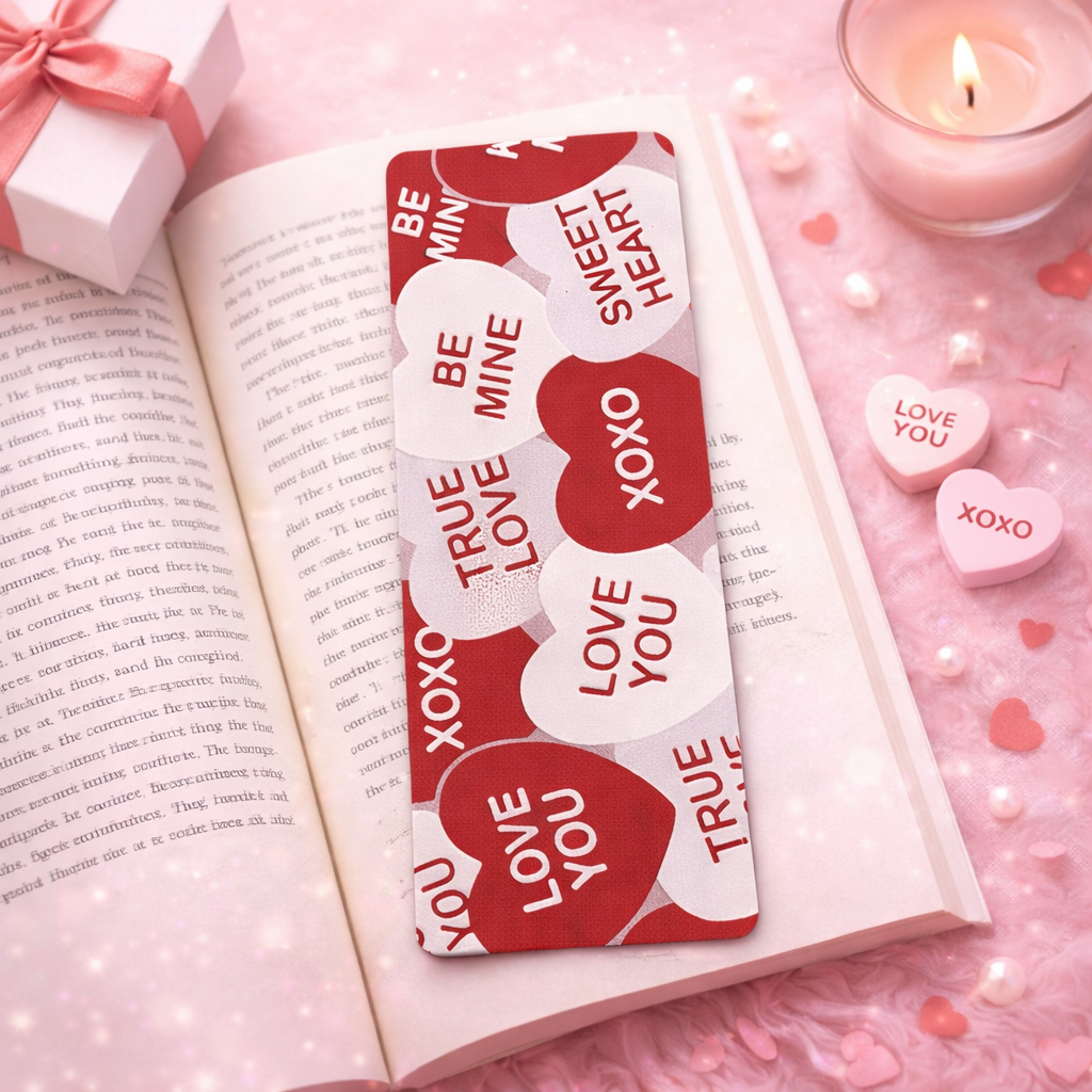 Candy Heart Love Bookmark | Valentine Conversation Hearts Bookmark